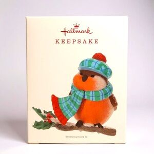 Hallmark Keepsake 2019 Cozy Critters Robin Ornament – Plaid Hat & Scarf – NIB